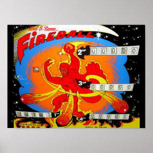 Feuerkugel-Flipperautomat Poster