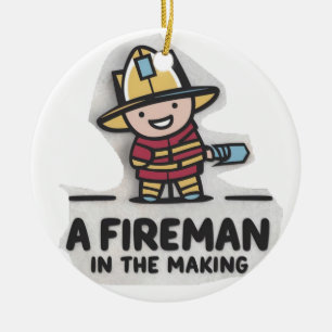 Feuerlerner. Künftiger Feuerwehrmann Keramik Ornament