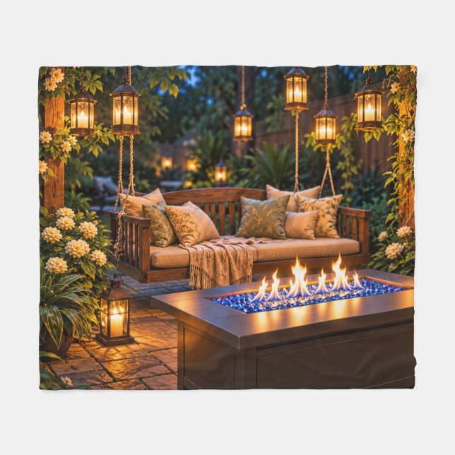 Feuerlichtgarten Fleecedecke (Vorderseite (Horizontal))