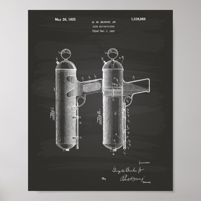 Feuerlöscher 1925 Patent Art - Kopfbrett Poster (Vorne)
