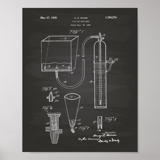 Feuerlöscher 1930 Patent Art - Kopfbrett Poster (Vorne)