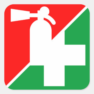 Feuerlöscher / Erste-Hilfe-Dekodierungen Quadratischer Aufkleber