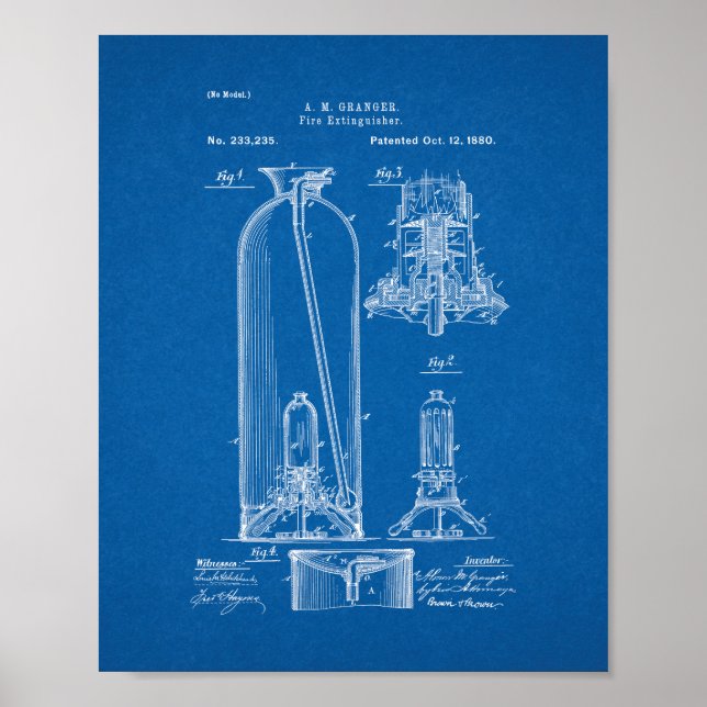 Feuerlöscher-Patent - Blueprint Poster (Vorne)