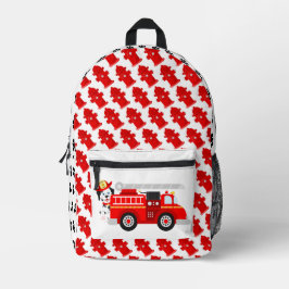 Feuerlöscher und sein Feuerwehrauto Bedruckter Rucksack