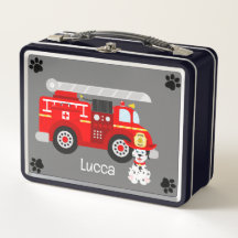 Feuerlöscher und sein Feuerwehrmetall-Lunchbox