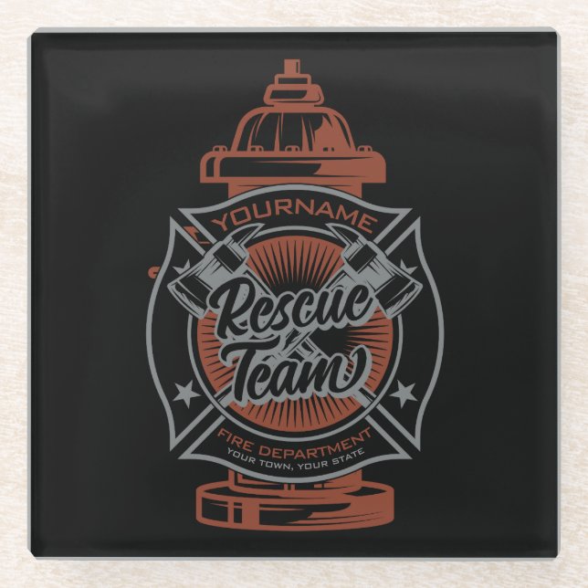 Feuerlöschhilfe-Team Glasuntersetzer (Vorderseite)