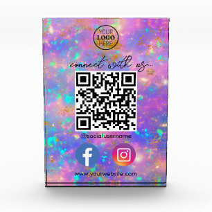 Feueropal Verbinde dich mit uns QR-Code Soziale Me Fotoblock