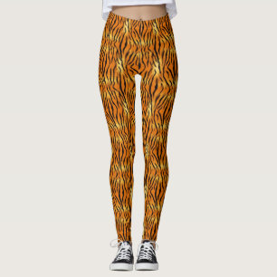 Feuerorange Tigerdruck-Muster Leggings
