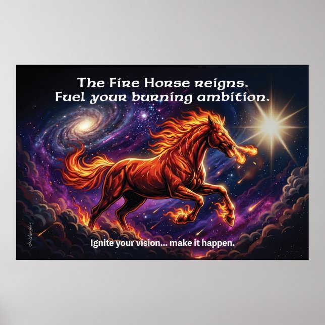Feuerpferd "Brennende Ambition" Wandposter Poster (Vorne)