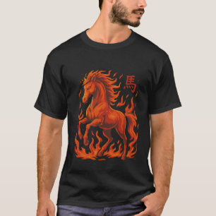 Feuerpferd mit Flammen Wildpferd Chinesisches Horo T-Shirt