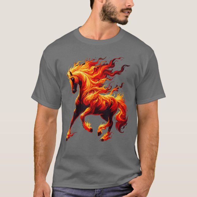Feuerpferd Tier Pferd Retro T-Shirt (Vorderseite)
