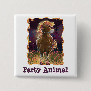 Feuerpferd zur Partyzeit Button