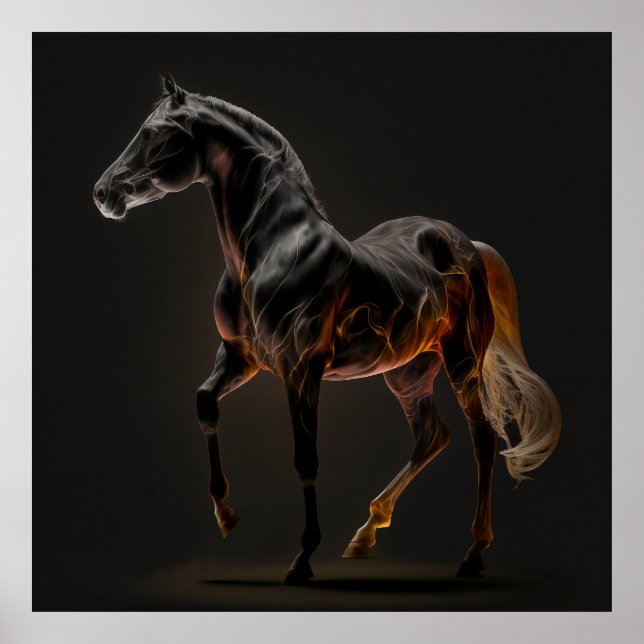 Feuerpferde, Abstrakte Farben, Kunstdruckmauer Poster (Vorne)