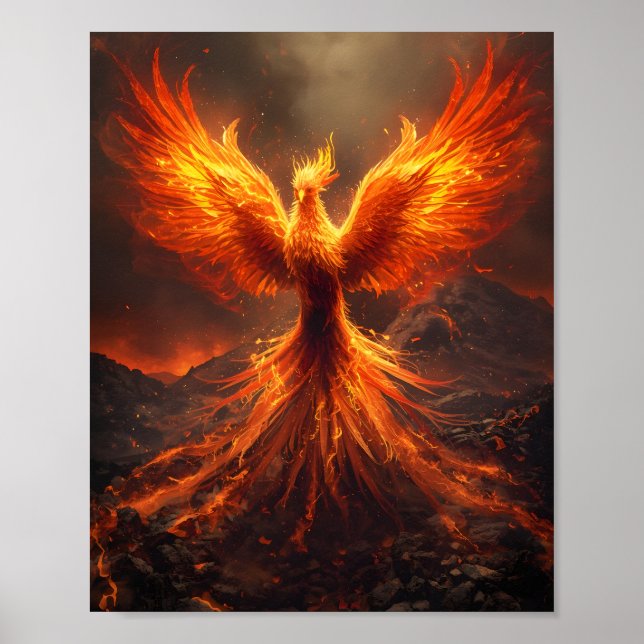Feuerphoenix-Aufstiegsplakat Poster (Vorne)