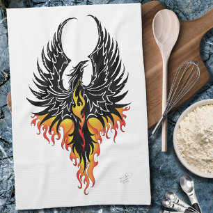 Feuerphönix aufsteigend Feuerbird schwarze Stammes Geschirrtuch