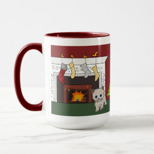 Feuerplatz Kätzchen Weihnachten Tasse Traum groß