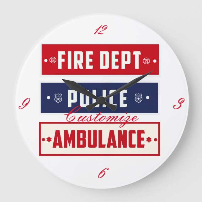 Feuerpolizei Große Wanduhr (Vorderseite)