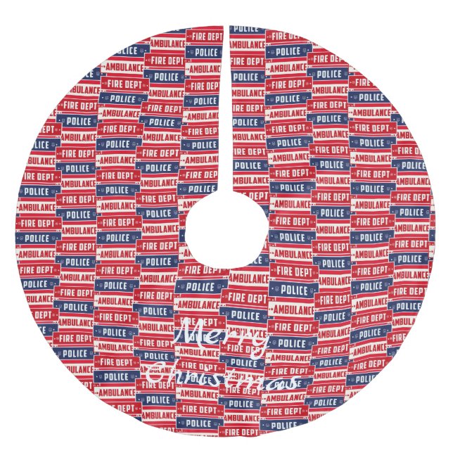 Feuerpolizei Polyester Weihnachtsbaumdecke (Vorderseite)