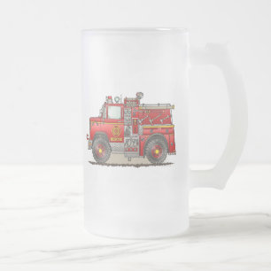 Feuerpumper-Rettungs-LKW-mattierte GlasTasse Mattglas Bierglas