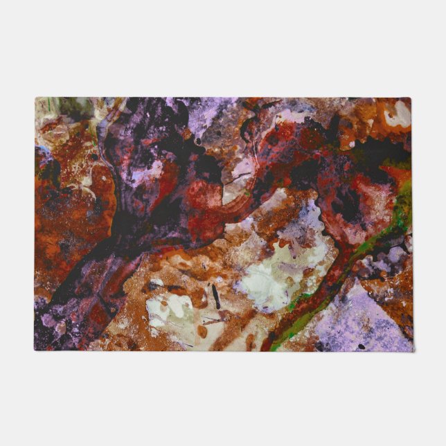 Feuerquarz-Kristall-Geode-Marmor Abstrakt Fußmatte (Vorderseite)