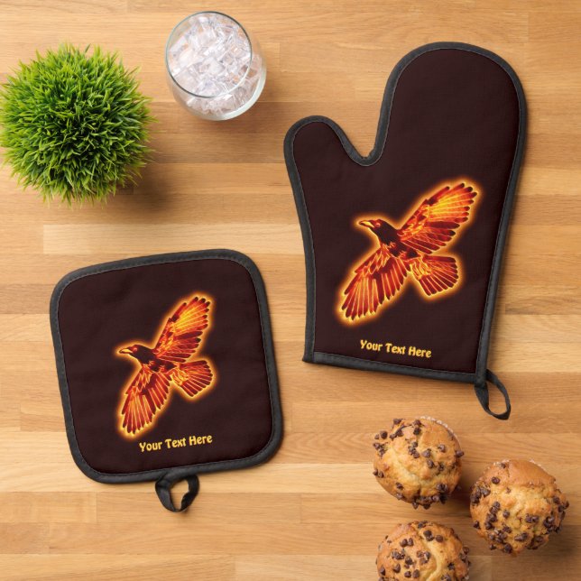 Feuerraven Ofenhandschuh & Topflappen-Set (Oben Unten)