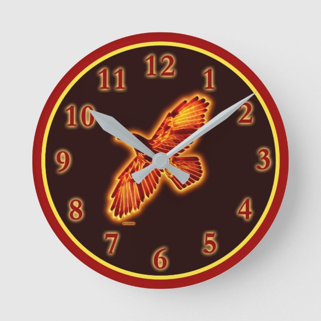 Feuerraven Runde Wanduhr (Vorderseite)