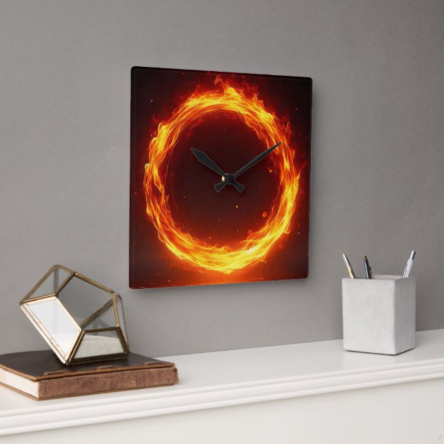 Feuerring Quadratische Wanduhr (Büro)