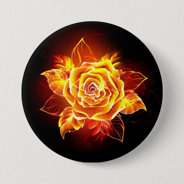 Feuerrose in Blüte Button (Vorderseite)