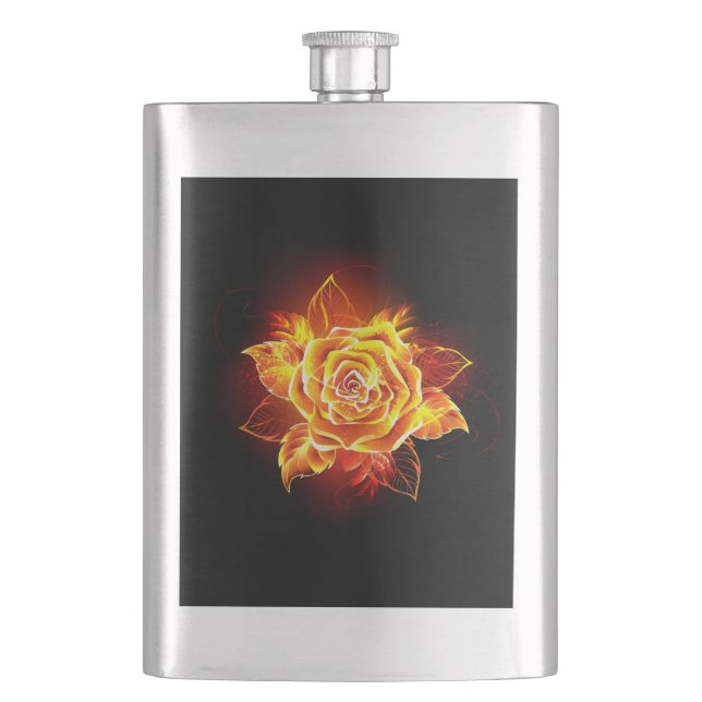 Feuerrose in Blüte Flachmann (Vorderseite)