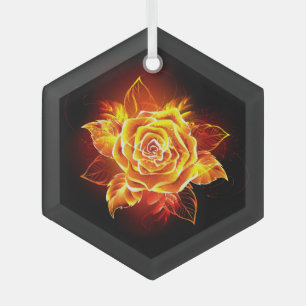 Feuerrose in Blüte Ornament Aus Glas