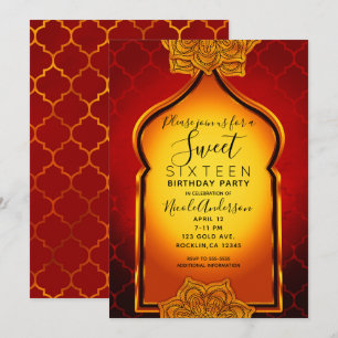 Feuerrotes Gold Königliche Indische Arabische Swee Einladung