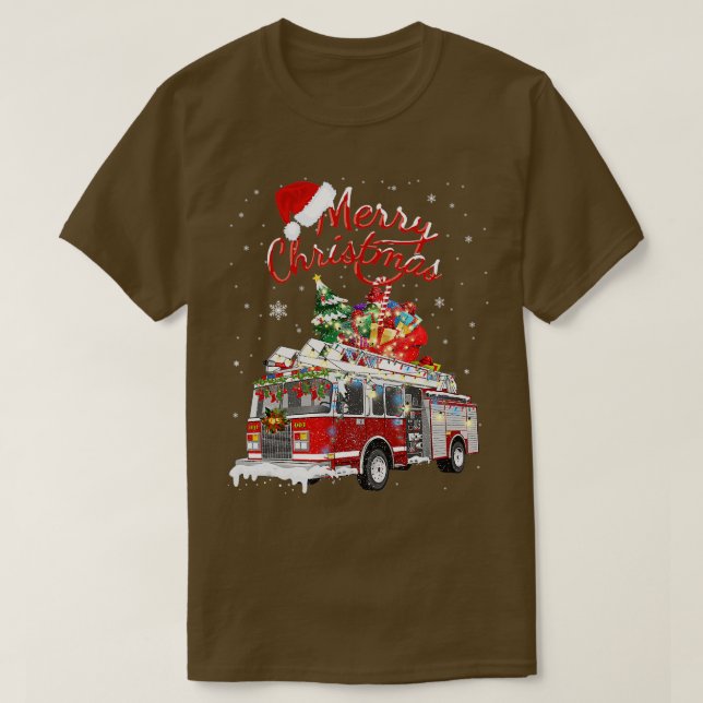Feuerrucker Santa Sleigh Feuerwehrmann Weihnachtsf T-Shirt (Design vorne)