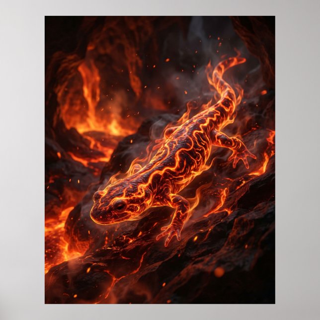 Feuersalamander Geschmolzene Kaverne Poster (Vorne)