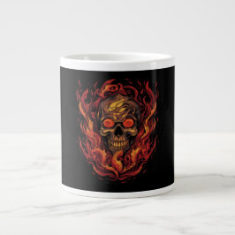 Feuerschädel, Vintages Design, Flammenschädel Jumbo-Tasse