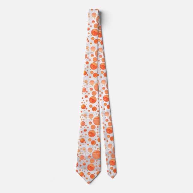 Feuersee Orange Polka Dot Pattern Krawatte (Vorderseite)