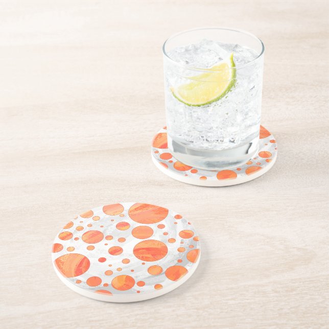 Feuersee Orange Polka Dot Pattern Untersetzer (Seite)