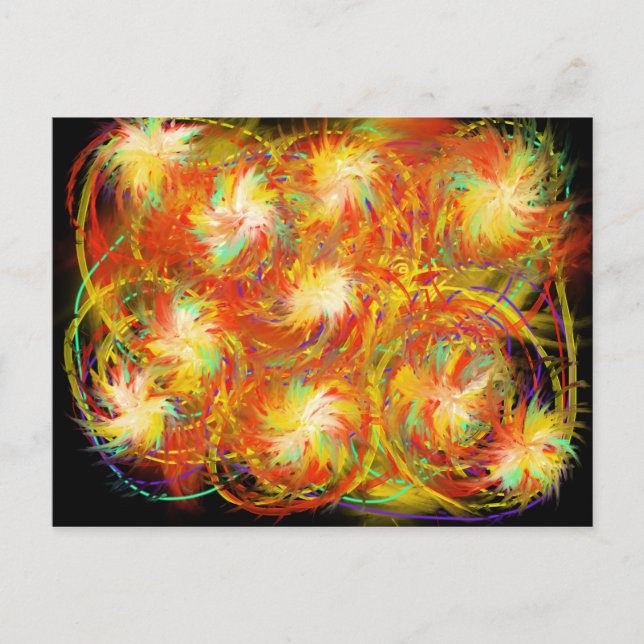 Feuerspiralen Funky Colorful Flame Abstrakte Kunst Postkarte (Vorderseite)