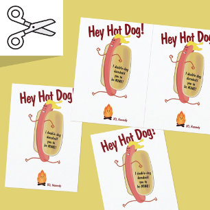Feuerspringende Hot Dog Valentine Day Card Dankeskarte