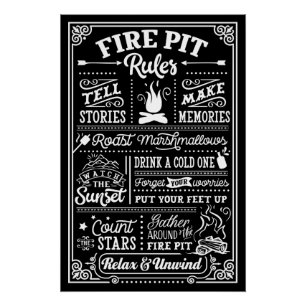 Feuerstelle Regeln - beige Poster