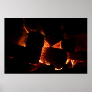 Feuerstelle Winter Brennholz Poster
