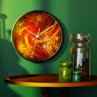 Feuersturm Abstrakt Art Round Große Wanduhr