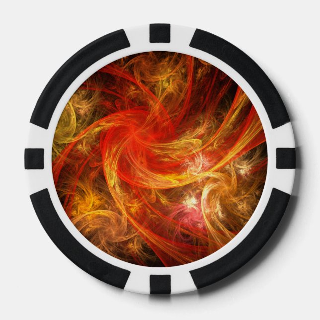 Feuersturm Abstrakte Kunst Pokerchips (Vorderseite)
