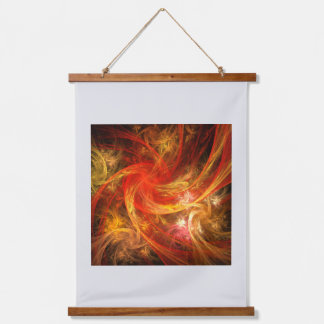 Feuersturm Abstrakte Kunst Wandteppich Mit Holzrahmen