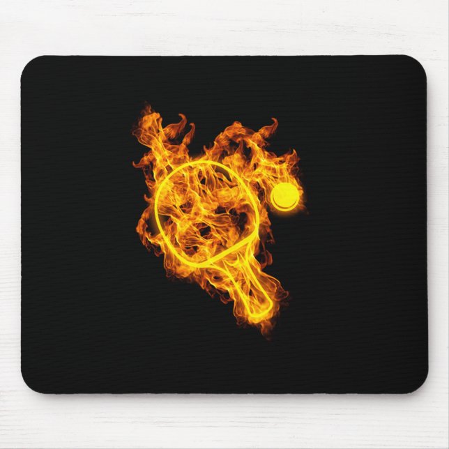 Feuertische Tennis Flammen Bat Paddel Tischtennis  Mousepad (Vorne)