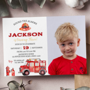 Feuerwagen Geburtstagsladen Ton der Alarm Einladung