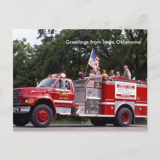 Feuerwagen, Grüße von Inola Oklahoma Postkarte