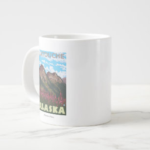 Feuerweed & Mountains - Latouche, Alaska Jumbo-Tasse