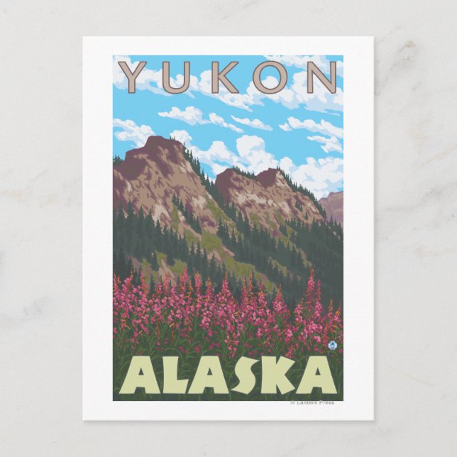 Feuerweh & Berge - Yukon, Alaska Postkarte (Vorderseite)