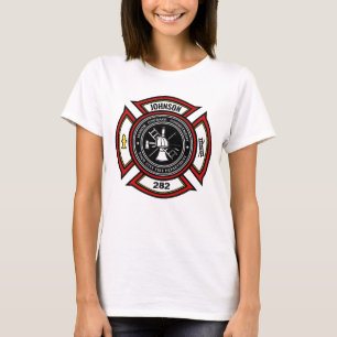 Feuerwehr ADD NAME Feuerwehrmann-Abzeichen Rettung T-Shirt