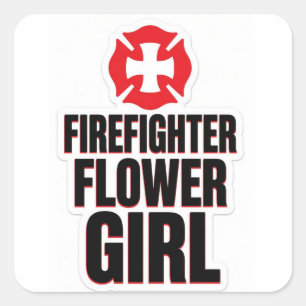 Feuerwehr Blumenmädchen Quadratischer Aufkleber